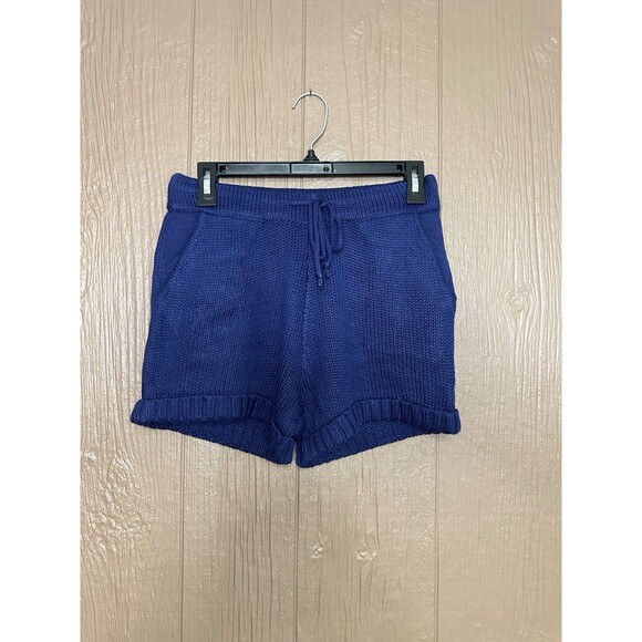 NWT 525 America Born In Bklyn Knit Shorts Indigo Size XS Beachy High Waist Comfy - Picture 1 of 5